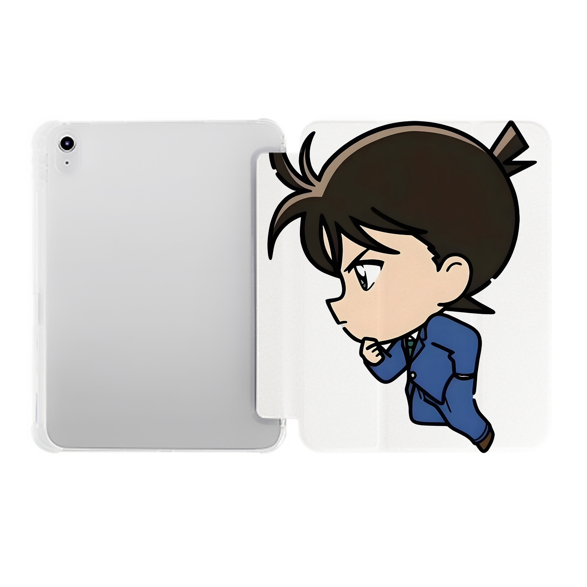 （画像用） 名探偵コナン 江戸川 コナン Detective Conan Conan Edogawa IPad ケース ペン収納付き 三つ折りスタンド PUレザー×シリコン 対応機種9.5/10.5/10.9インチ
